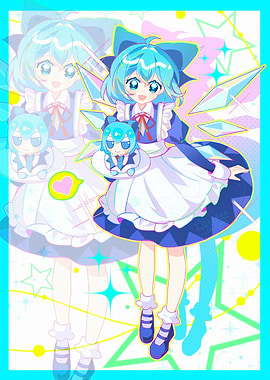 Anime Girl with Doll and Crystals