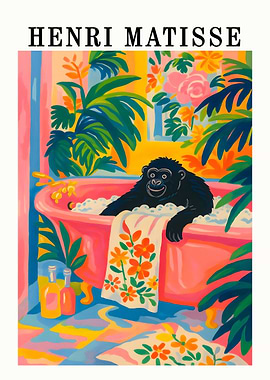 Henri Matisse Style Gorilla Bath