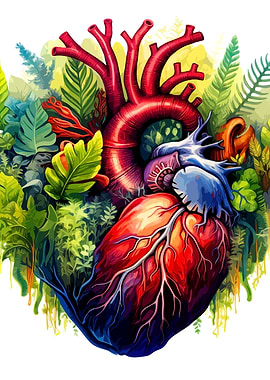 Heart Surrounded by Lush Greenery