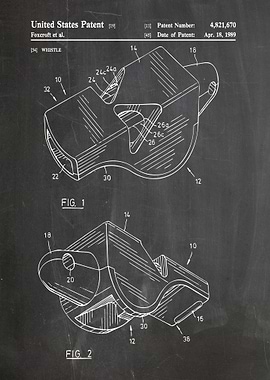Whistle Patent Blueprint on Dark Background