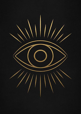 Golden Eye Symbol on Black Background