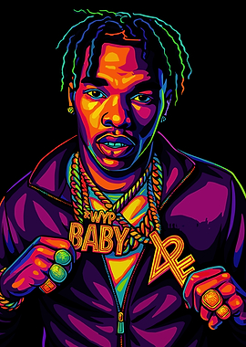 Lil Baby Colorful Portrait