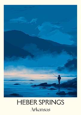 Heber Springs Arkansas Fishing Landscape Art
