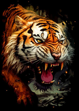 Roaring Tiger Portrait