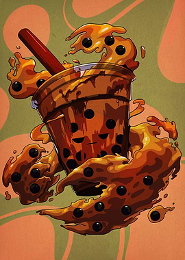 Cartoon Bubble Tea Explosion