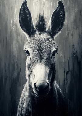 Monochrome Donkey Portrait