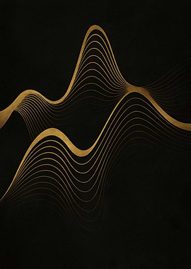 Abstract Gold Lines on Black Background