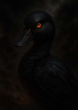Dark Duck with Glowing Eyes