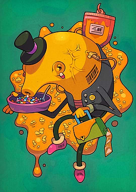 Surreal Character with Pills and Drip