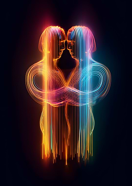 Neon Figures Abstract Art
