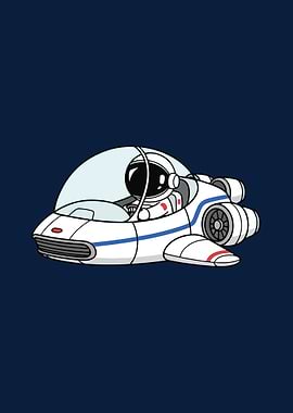 Astronaut in Space Car Cartoon