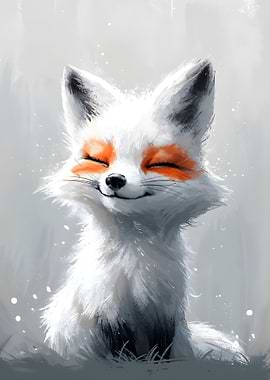 Smiling White Fox Portrait