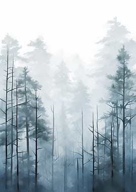 Misty Forest Watercolor
