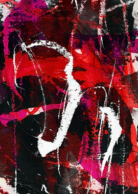 Abstract Red, Black, and White Painting
