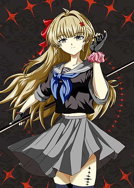 Anime Girl with Sword and School Uniform