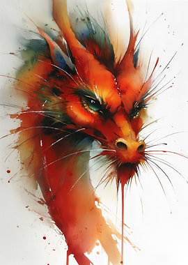 Watercolor Dragon Portrait