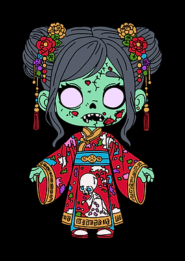 Zombie Chinese Cartoon Illustration