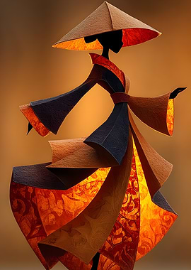 Abstract Asian Woman Silhouette Art