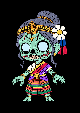 Zombie Cambodian Girl in Traditional Dress