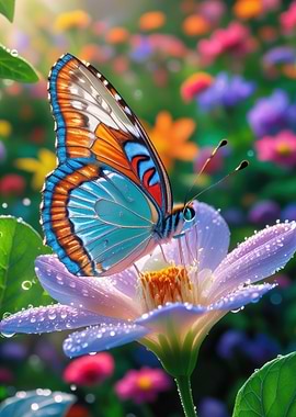 Butterfly on Flower in a Garden