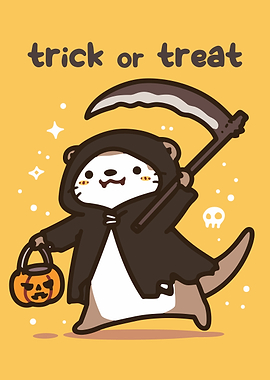 Cute Otter Grim Reaper Halloween