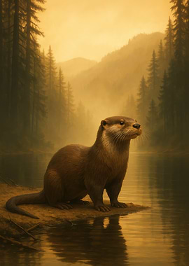 Otter in a Forest Landscape