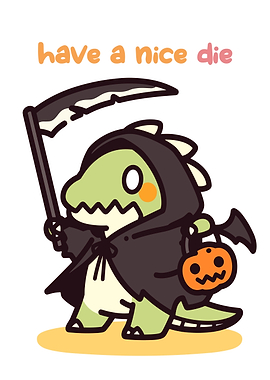 Cute Dinosaur Grim Reaper Halloween