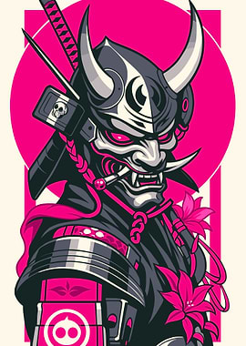 Samurai Warrior with Pink Accents