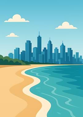 Cityscape Beach Illustration