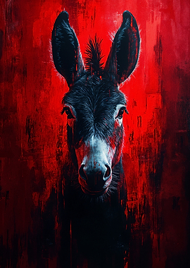 Donkey Portrait in Red
