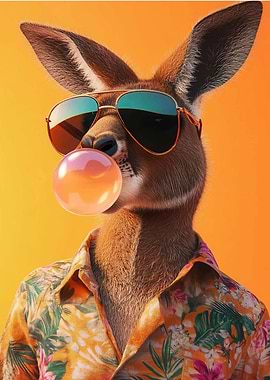 Kangaroo with Sunglasses and Bubblegum