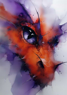 Abstract Dragon Head Watercolor Painting