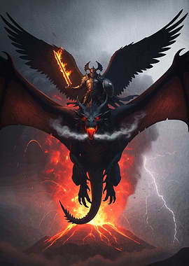 Winged Knight Riding Dragon