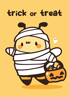 Cute Bee Mummy Halloween Illustration