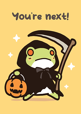 Frog Grim Reaper Halloween Illustration