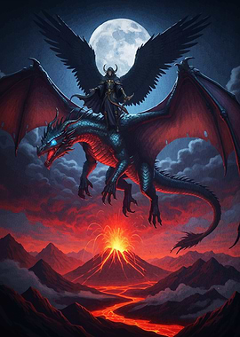 Winged Rider Dragon Volcano