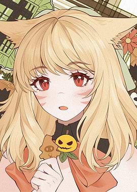 Anime Girl with Fox Ears and Treats