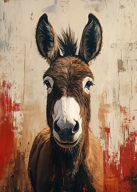Donkey Portrait with Abstract Background