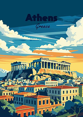 Athens Greece Travel Poster Art