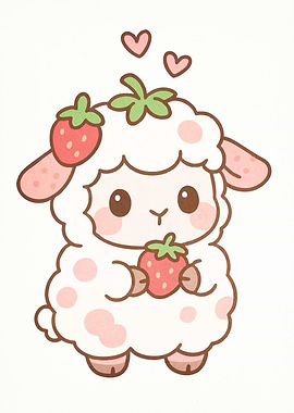 Strawberry Sheep Cartoon