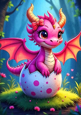 Dragon Hatching from Egg