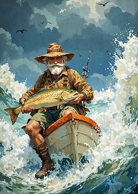 Fisherman Boat Large Fish