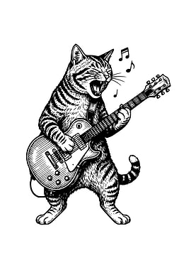 Singing Cat Guitar Art