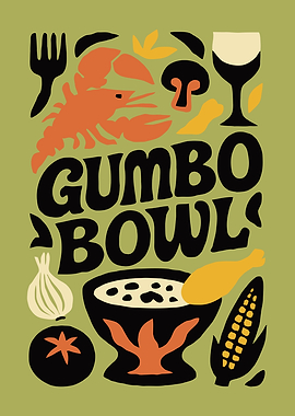 Gumbo Bowl Illustration with Food Elements