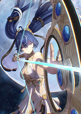 Anime Archer with Moon Background