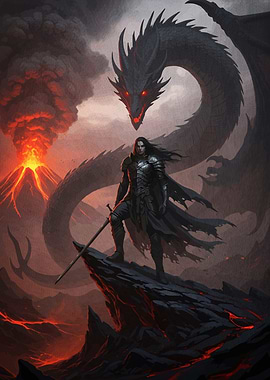 Warrior and Dragon Fantasy
