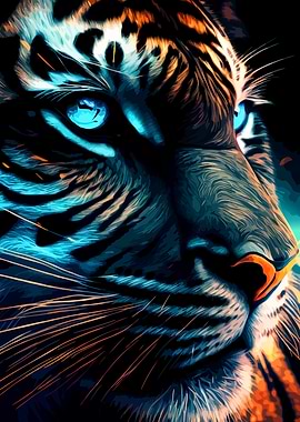 Electric Blue Tiger Portrait