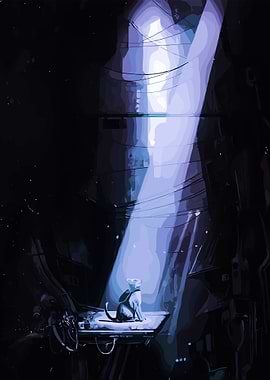 Cyberpunk Cat in Spotlight