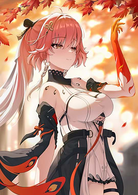 Anime Girl in Autumn Setting