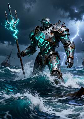 Cybernetic Poseidon in Stormy Seas